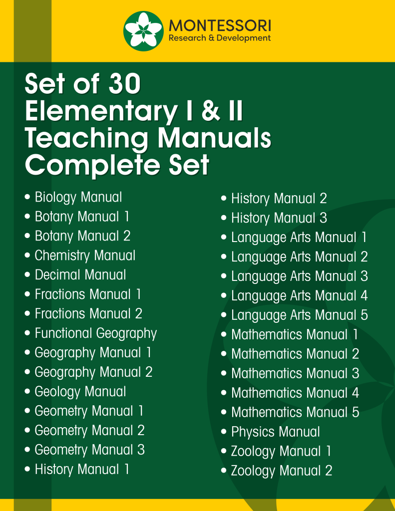 Manual Worksheet Elementary I & II Teaching Manuals - Complete Set - Montessori RD