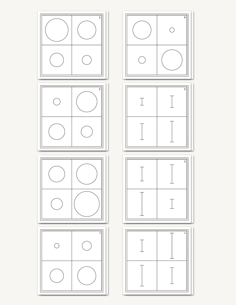 Diameter & Height Matching Cards 2x2 Matrix - sku SP.11 - 1